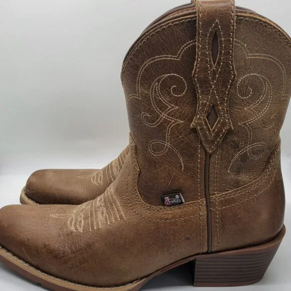 Justin Gypsy Chellie Western Booties Women 7.5B Tan Leather Square Ankle GY9510 - Picture 11 of 16